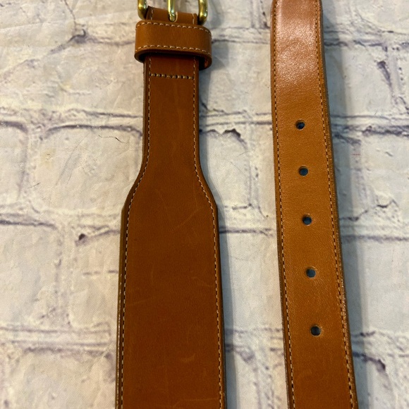 EDDIE BAUER VINTAGE ANILINE GLOVE LEATHER BROWN WITH SOLID BRASS BUCKLE SIZE MED - Picture 6 of 8